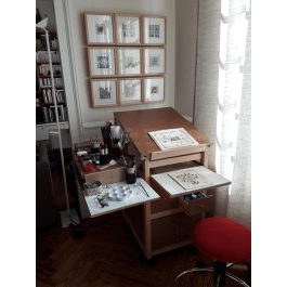 Chevalet tablette auxiliaire et godets Le Havre