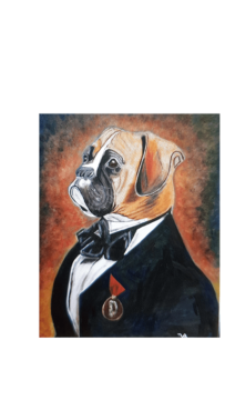 peinture le chien avec costume