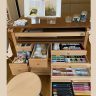 Muebles taller cajones tinta pastele auboi