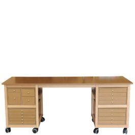 Escritorio XL de madera y almacenamiento