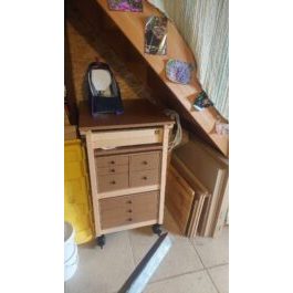 Meuble couture compact sous escalier, petit espace