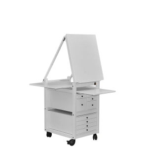Caballete blanco con cajones para pintar